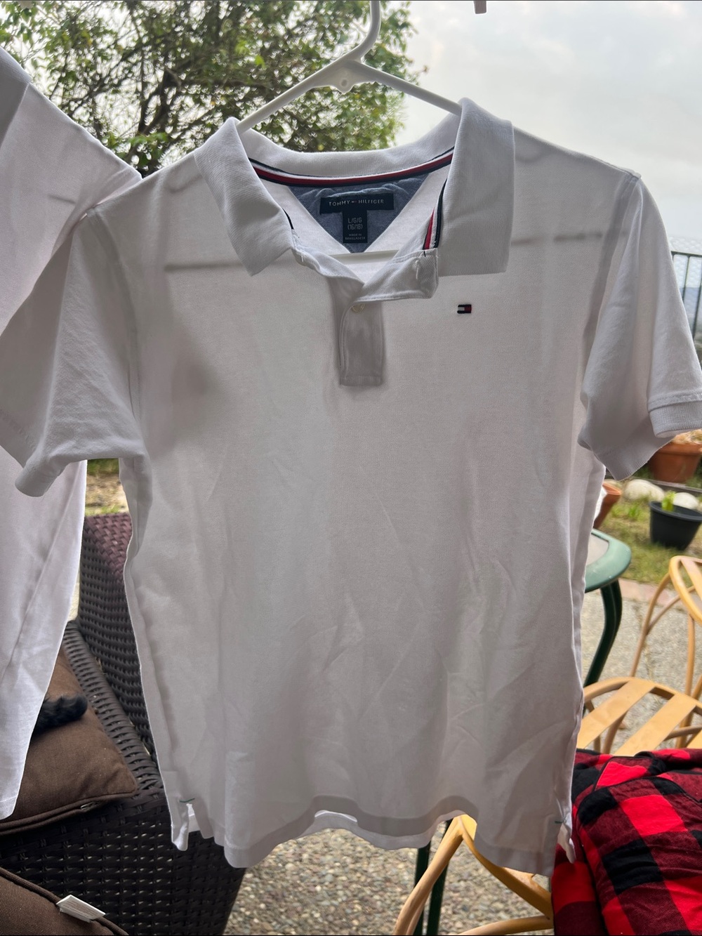 Tommy Hilfiger Kids White Polo with Flag Logo boys Large 16-18